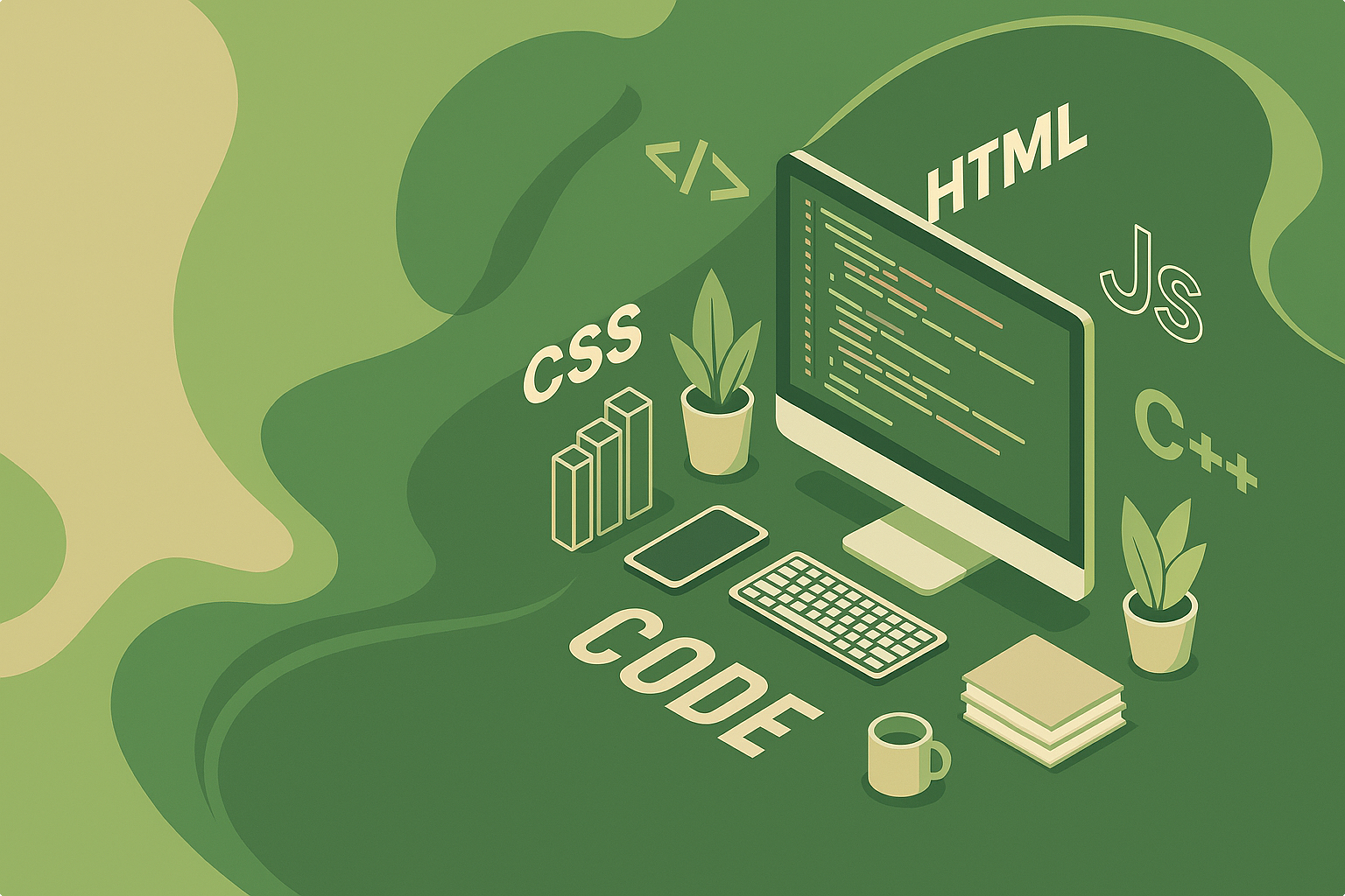C'est une image qui décore juste le contenu associé elle est de couleur verte avec un pc et des nom de languages de code.