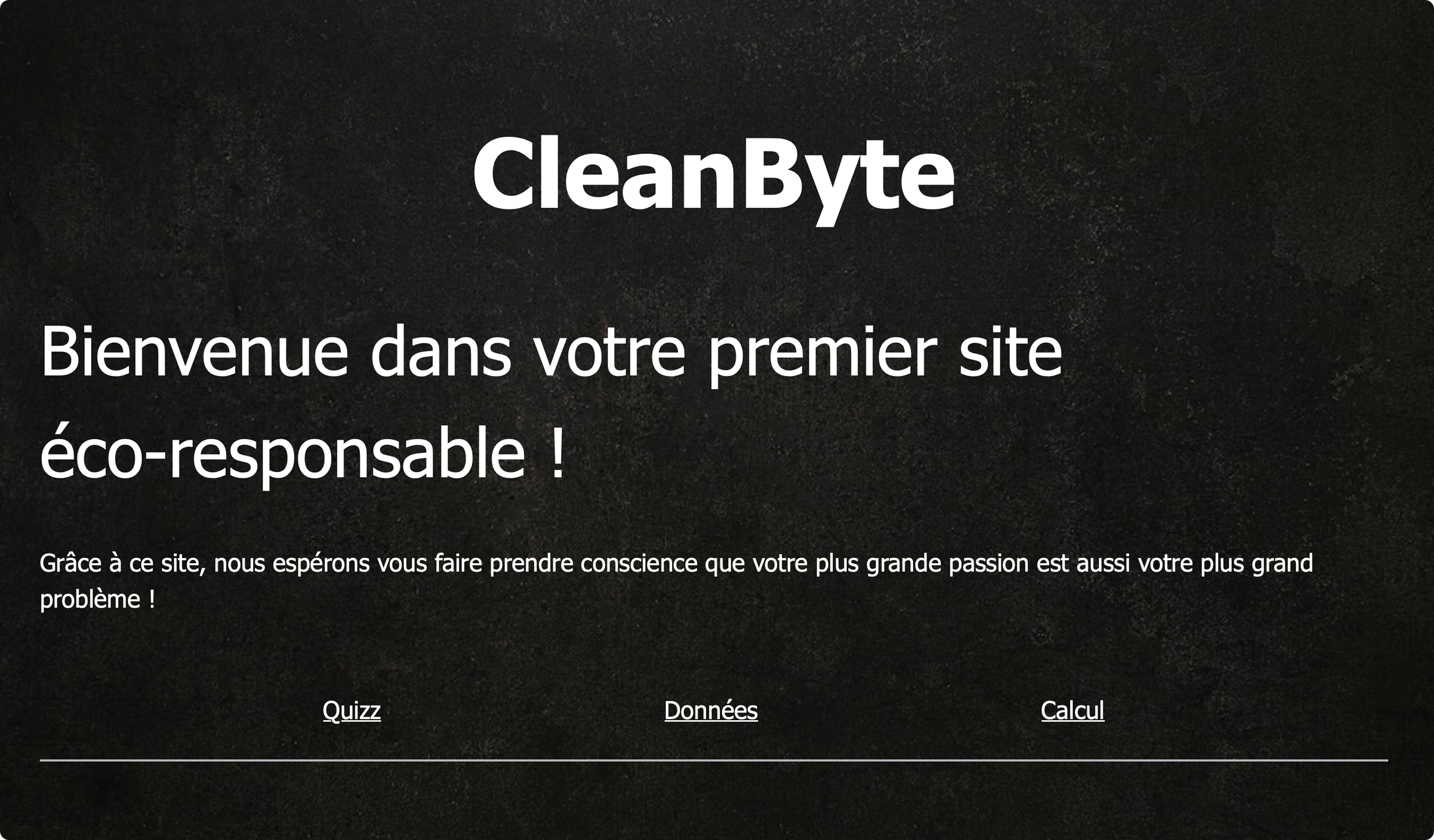 C'est la DA su site du projet finale on a bien garder un design le plus sobre possible.